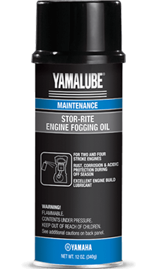 A can of Yamalube Stor-Rite Engine Fogging Oil.